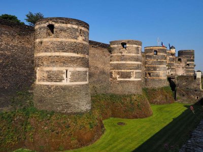 Angers Castle or the Chateau du Roi René (13th Century); outside view.