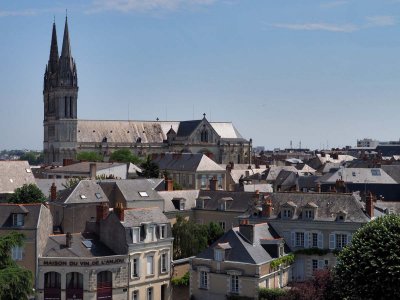 Angers; the Cathedral Saint-Maurice, viewed from the Castle's wall. 