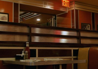 NYC; Broadway near 90th street. Beautiful diner (City Diner), in 'art déco' style.