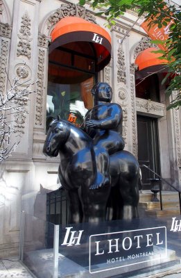 Montreal; downtown; probably a Botero's sculpture.