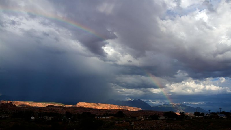Moab Rim Storm & Rainbow