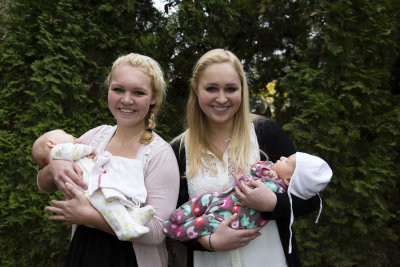 Laura and Mona with the babies