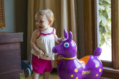 Johanna enjoys the purple horse