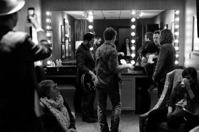 Warming up before going on Stage