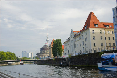 Fernsehturm, Berliner Dom and our hotel (to the left) seen from the river......