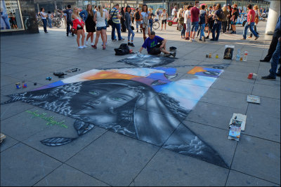 Sidewalk painting,Alexanderplatz.........