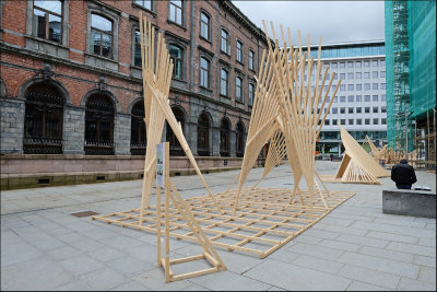 Wood sculptures in the town centre.....