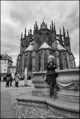 My wife Eva outside St. Vitus cathedral, Prague....