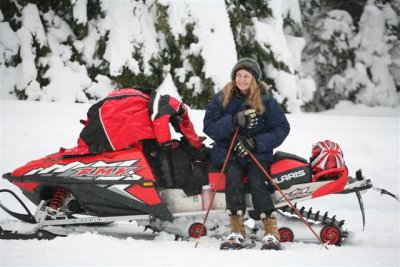 Wife Patty Relaxes Before Our snowshoe Trip 