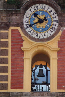Clock and lower bell of main white cathedral