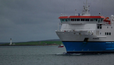 Stromness harbour  Hamnavoe ferry and lighthouse