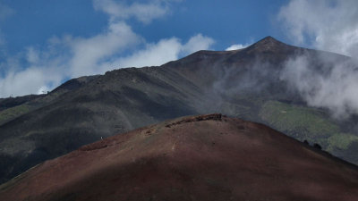 Etna crater towering above higher Silvestri crater