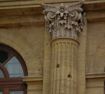 Palermo opera house Corinthian capitals with apparent war damage