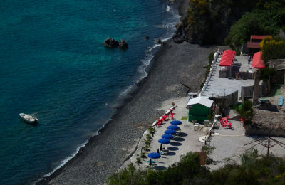 Lipari view down cliff near Canneto