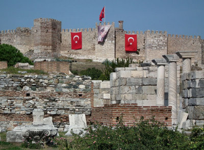 Basilica of St John the Theologian_and Selcuk Turk castle behind