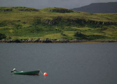 pink buoy and view from Dunvegan castle