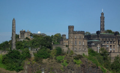 Calton Hill Cemetry_Observatory_Governors House_Nelsons monument from North Bridge