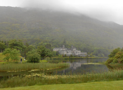 Kylemore Abbey and reflection in  Lough Pollacappul