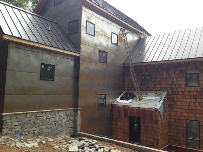 Rear - west - note steel siding and roof