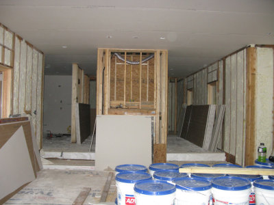 View living room into dining room