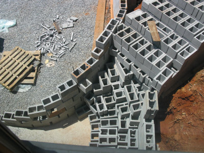 Then concrete will be poured into the blocks