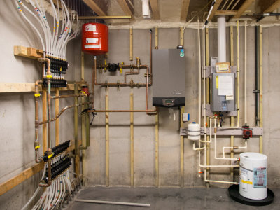 Engine room hydronic system and recirculating hot water system