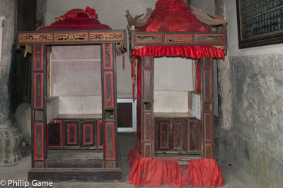 Sedan chairs housed in an ancestral hall, Xidi