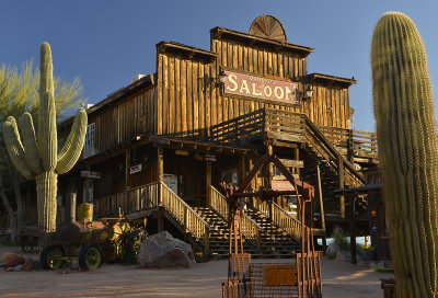 AZ - Goldfileld - Saloon Saguaro Framing - Sunny Morning