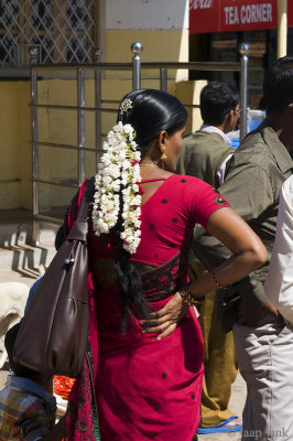 Woman wearing jasmine flower garlands