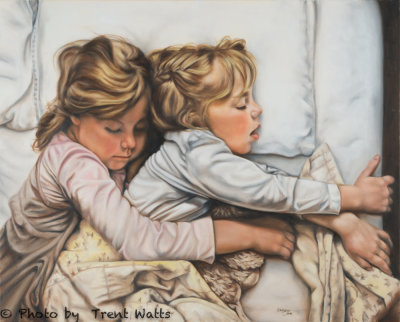 Nothing Matters More. A painting of Sarah's daughters created for a show entitled A Show about Nothing.