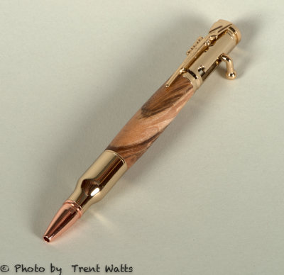 Pen made with rifle casing.