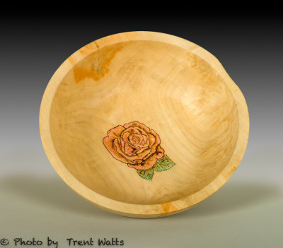 Manitoba Maple bowl with rose.