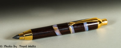 Artist Pencil / gold / rosewood & musk ox horn in resin rings.