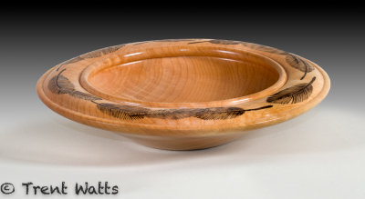 Collaboration bowl with Mel Genge (turning) and Gary VonKuster (feathers).