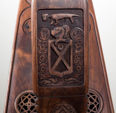 Carving detail on the Fitzgerald Kildare harp.