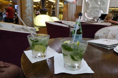 My favorite cruise drink - Mojito (at the R Bar) with a Pelligrino chaser