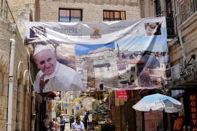 Pope Francis Banner in Old City