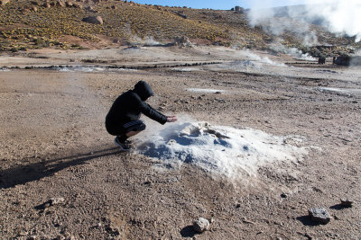 Warming up at the Tatio Geysers, Atacama