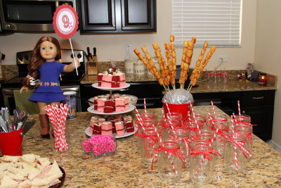 Saige guards the food and drinks!