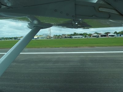 Taxiing down the runway