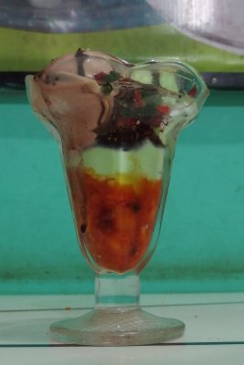 Sundae at ice-cream parlour, Point Pedro