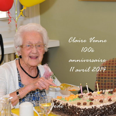 100e anniversaire de Claire Venne est dcde  l'ge de 103 ans 4 mois et 5 jours