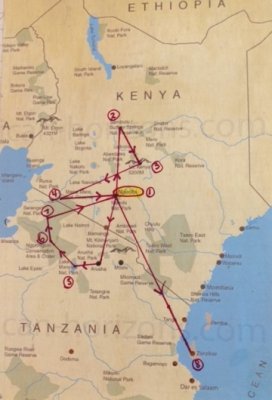 A map of our safari - a real dream come true!