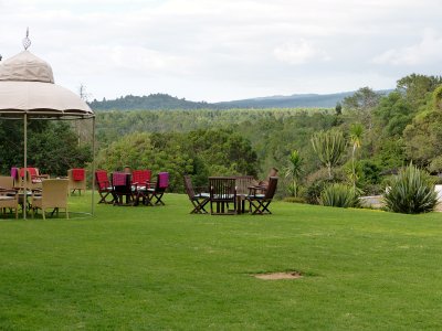The outdoor bar area