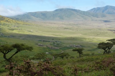 Looking down from Ngorongoro to a Masaii Village below