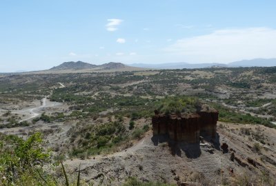 Looking out over the gorge into the Olduvai Valley