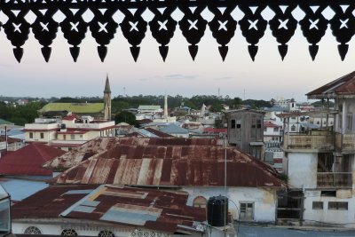 Stonetown at sunset from the rooftop restaurant (Emerson & Spice)