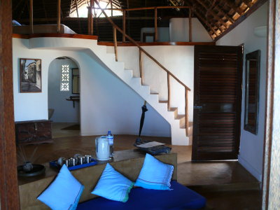 The living area of the bungalow - there is a loft with kids beds upstairs