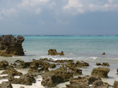 The beach in front of the villas