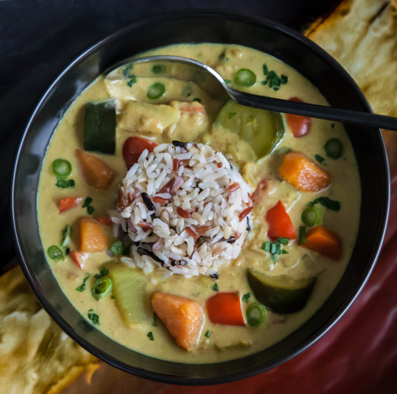Malaysian Vegetable Stew with Gingery Coconut Milk 